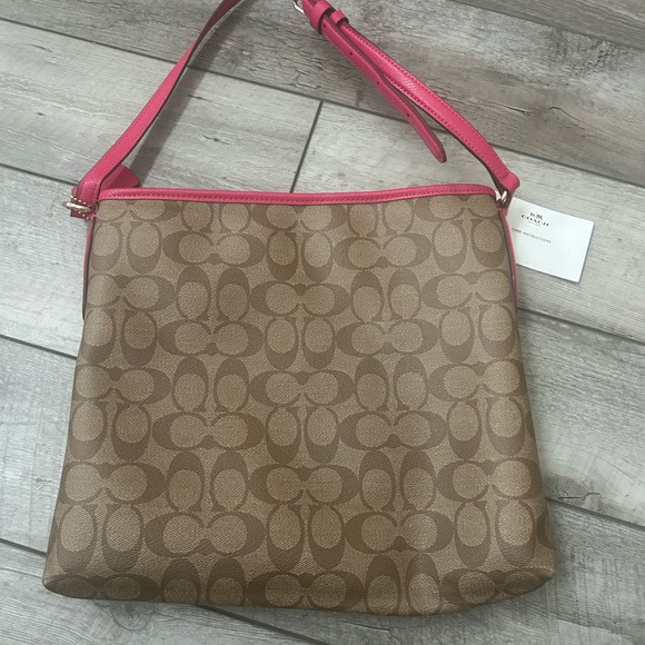 Coach Brown and Pink Signature Crossbody Bag - Picture 3 of 5